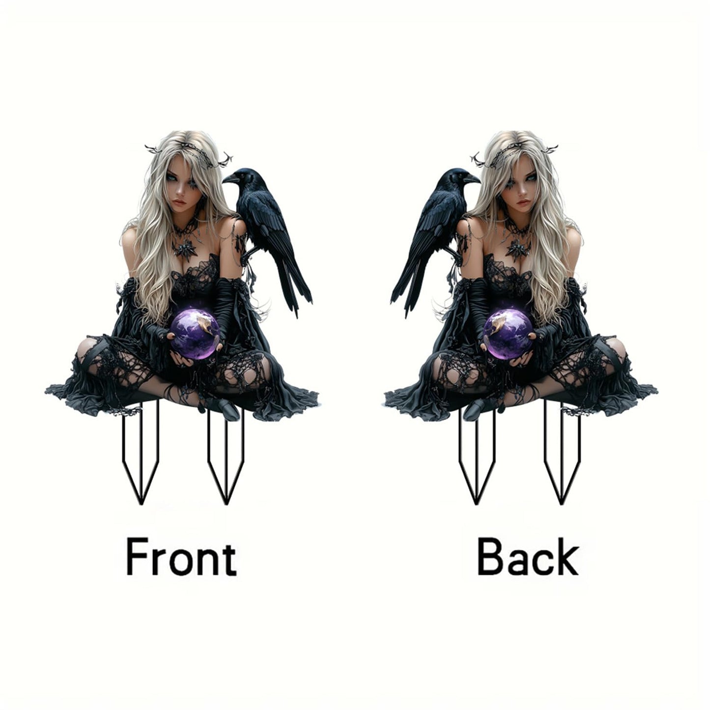 WGKOMEGE Garden Stake Decor, Halloween Dark Style Acrylic 2D Garden Fairy Decoration, Fairy Garden Accessories for Outdoor Indoor Yard Lawn Pot Plants (Black)