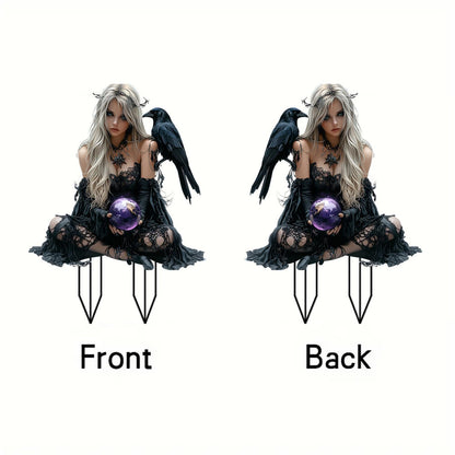 WGKOMEGE Garden Stake Decor, Halloween Dark Style Acrylic 2D Garden Fairy Decoration, Fairy Garden Accessories for Outdoor Indoor Yard Lawn Pot Plants (Black)