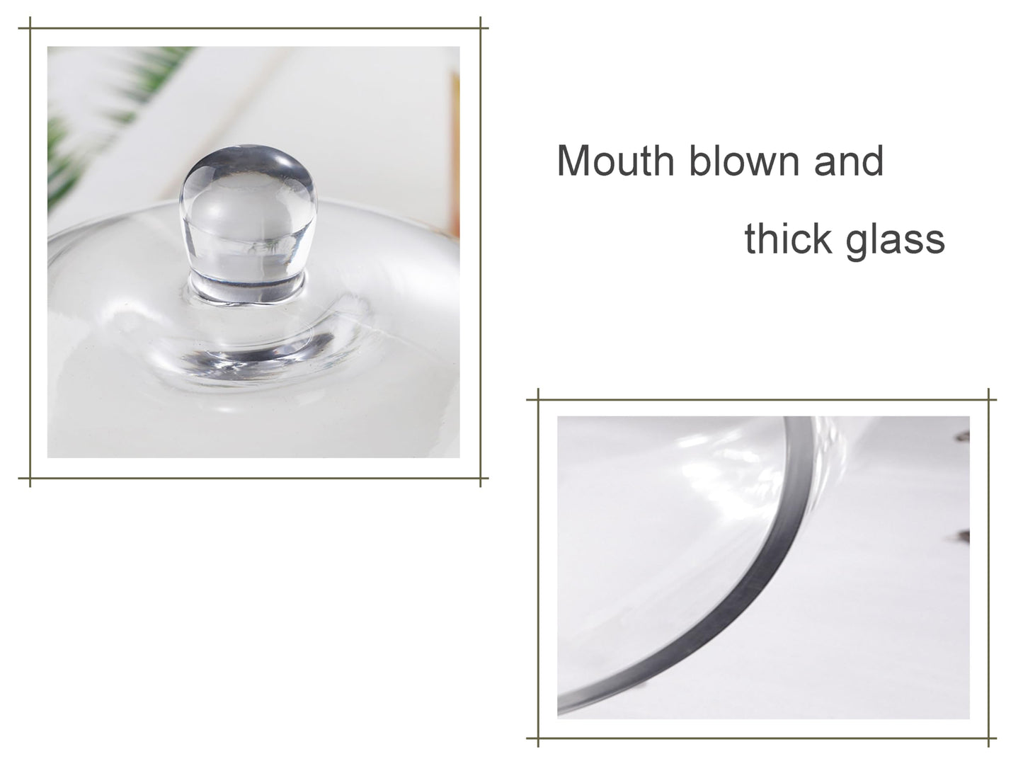 10.6" Tall Large Handmade Sturdy Glass Cloche, Dia 7.48" H 10.6", For Terrarium, Plants, Trinkets, Cakes, Figurines, LED Light String, Candle. Cloche Glass Dome, Bell Jar Display Case (1, 7.48"x10'6)