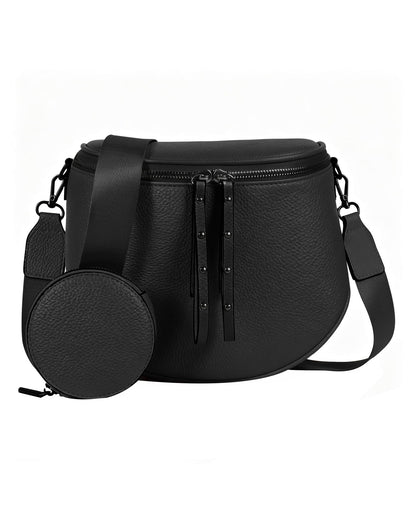 CHERUBEL Crossbody Bags for Women, Large Vegan Leather Trendy Bum Bag (Black)