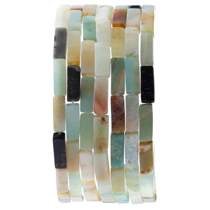 Natural Amazonite Rectangle Tube Beads 4x13mm 38cm/str Loose Semi Gemstone Stone Beads for Making Bracelets Necklace Earrings