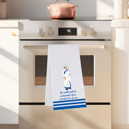 G2TUP Mother Teresa Kitchen Towels Mother Teresa Dish Towels Mother Teresa Tea Towels Saint Mother Teresa Gifts (The World is)