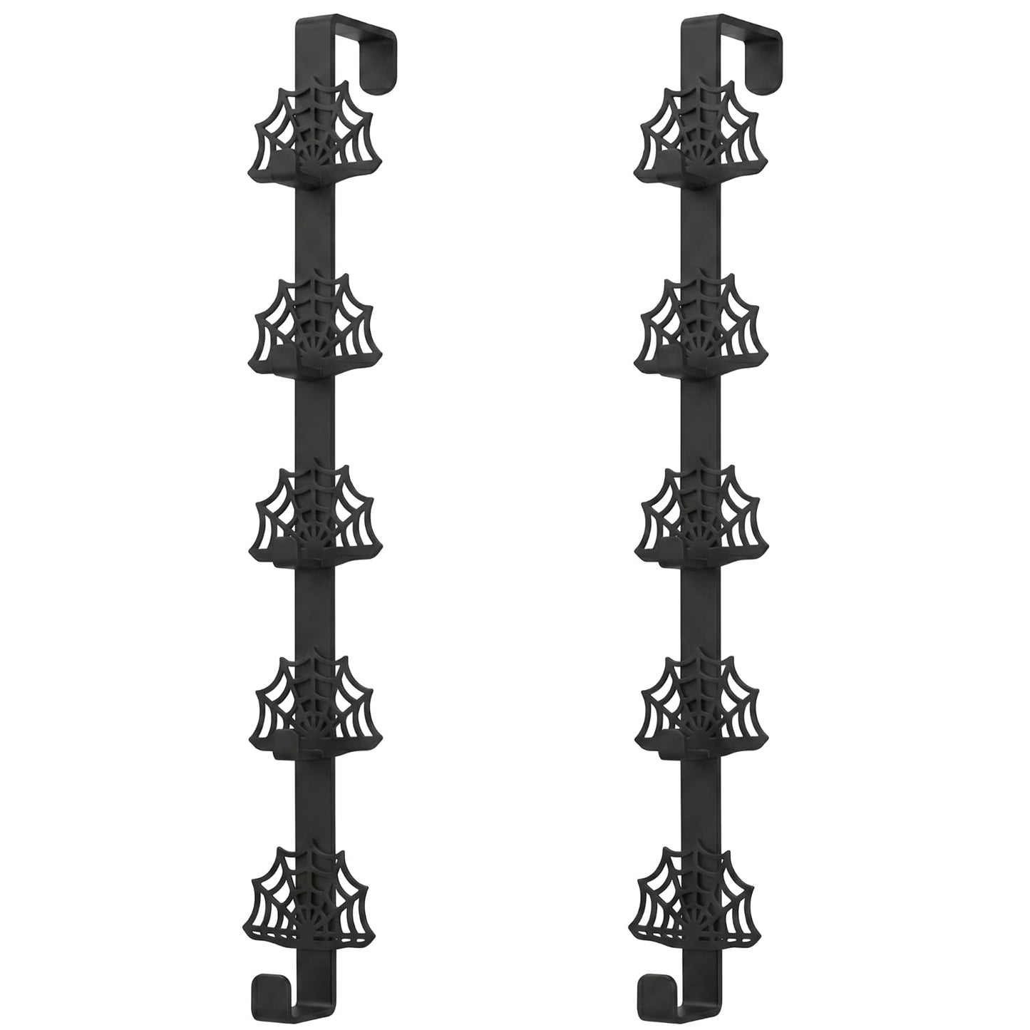 Novabright 2 Pcs Halloween Cobweb Over The Door Hooks Gothic Bathroom Decor Creepy Door Hanger Metal Rack Holder for Towel Hat, Coat, Cloth, Keychain, Bag, Home Organizer
