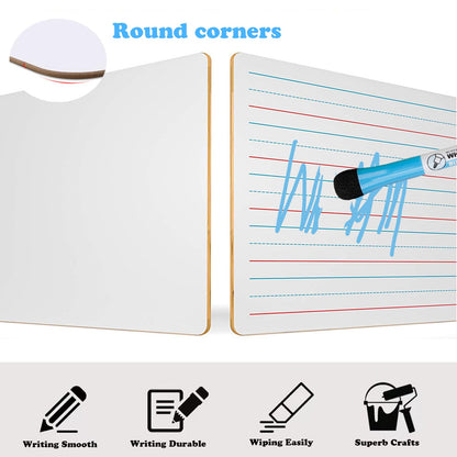 2 Pack 9"x12" Dry Erase Boards Mini Whiteboards with Lines for Kids, Double Sided Small Dry Erase Lapboard, for Students, Education Teacher Classroom, Mini Portable Drawing Learning White Boards