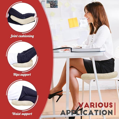 Stuffed Donut Pillow Seat Cushion | for Tailbone and Coccyx Pain, Hemorrhoids, Bed Sores, Pregnancy, Prostate, Surgery Recovery, Sitting Pressure Relief, for Home, Office and Car (Beige)