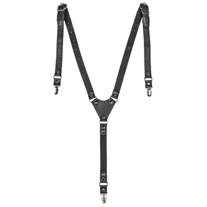 GE MARK Leather Suspenders for Men and Women, Wedding and Gift Accessory (Black)