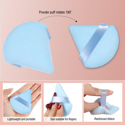 Pimoys 6 Pieces Powder Puff Face Makeup Sponge Soft Velour Triangle Powder Puffs Beauty Sponge Stocking Stuffers for Loose Powder (Black, Pink)