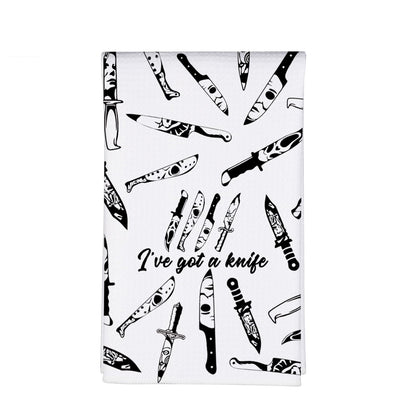 MBMSO Chef Knife Towel I've Got a Knife Scary Movie Gifts for Horror Fans Baking Cooking Cloth Halloween Kitchen Dish Towel (Chef Knife TW)