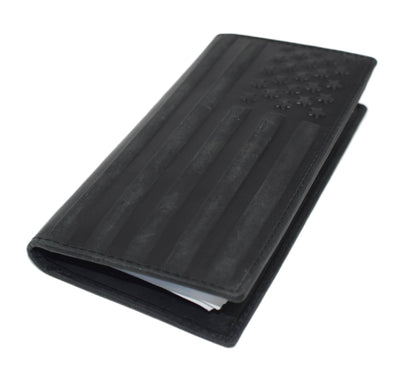 American Flag Checkbook Cover Vintage Leather Patriot Cowboy Wallet for Men (Black)