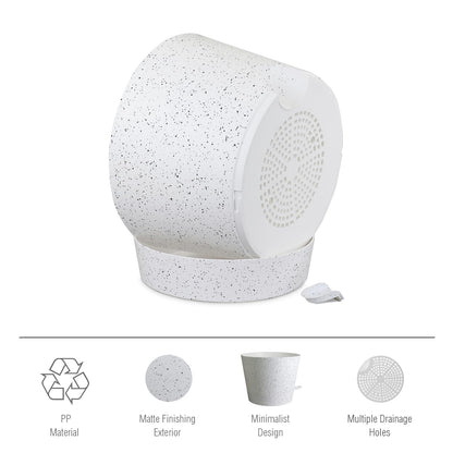 Meowell 12 inch Large Self Watering Pots, Plant Pots with Mesh Drainage Holes for Indoor Outdoor Plants, Plastic Planters with Deep Reservoir for Garden House Flower Plants, Speckled White