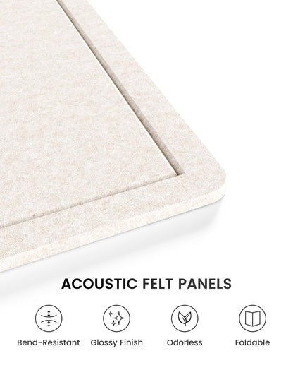 Fluxynara Bulletin Board,35.4" x 23.6" Cork Board Alternative with 12 Safe Removable Adhesive Tabs, Foldable Felt Pin Board for Home Office, Classroom, Bedroom,Entryway for Walls—Oatmeal