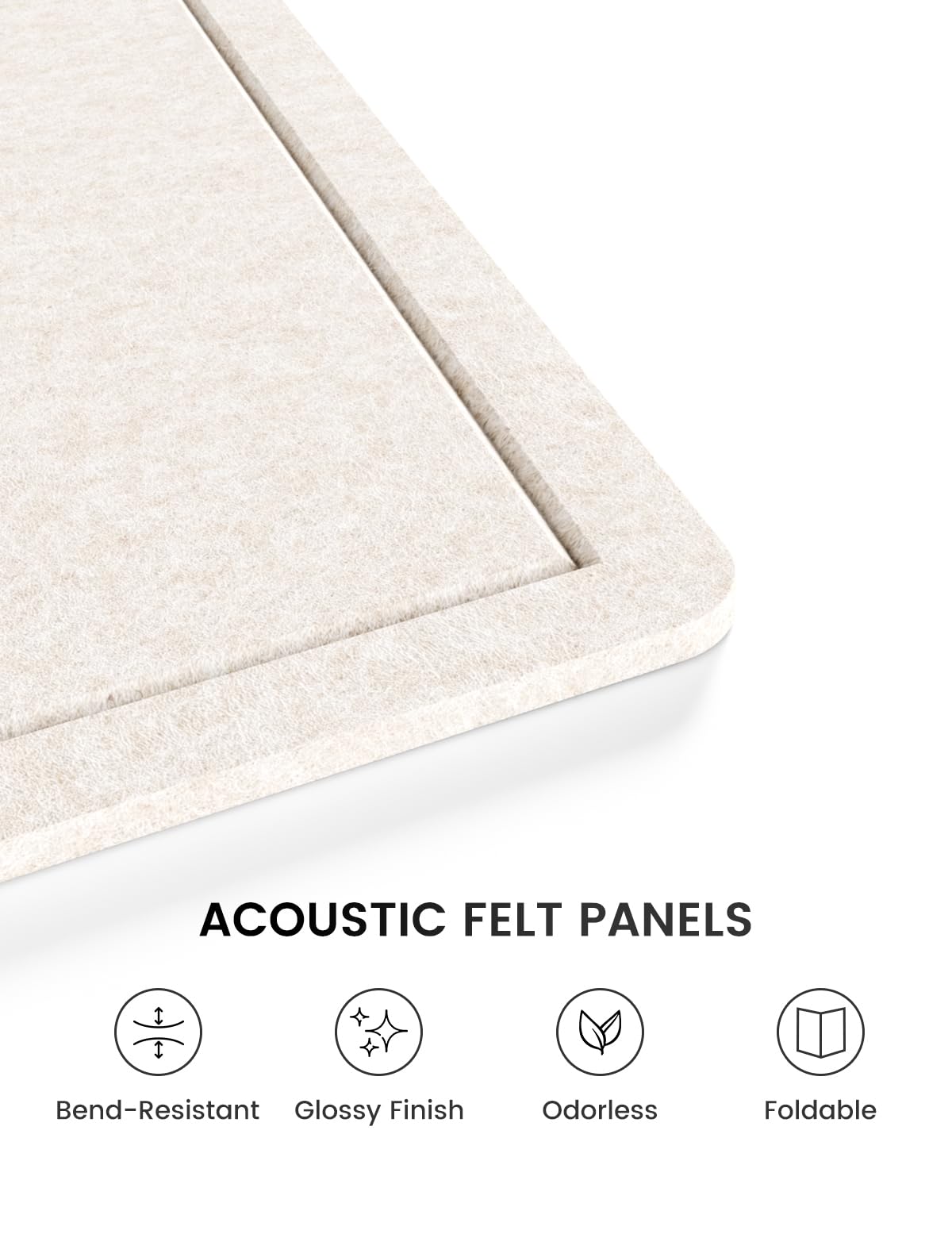 Fluxynara Large Bulletin Board, 47.2" x 35.4" Cork Board Alternative with 24 Safe Removable Adhesive Tabs, Foldable Felt Pin Board for Home Office, Classroom, Bedroom,Entryway for Walls—Oatmeal