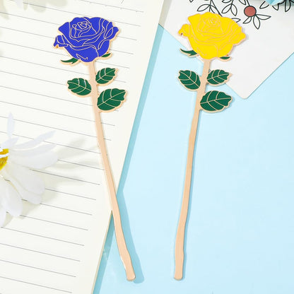 Rose Metal Bookmark Gift - an Elegant Floral Bookmark, a Durable and Stylish Reading Accessory. A Graceful Gift for Readers and Teachers, Perfect for Valentine's Day, Mother's Day (Rose 4pcs)