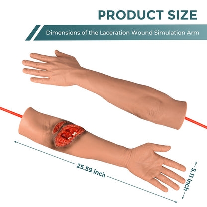 Laceration Wound Simulation Arm Kit - Medical Training Model with Fracture & Wound Packing for Nursing Students - Hemostasis Control & Immobilization Trainer for First Aid, EMT, Surgery Education
