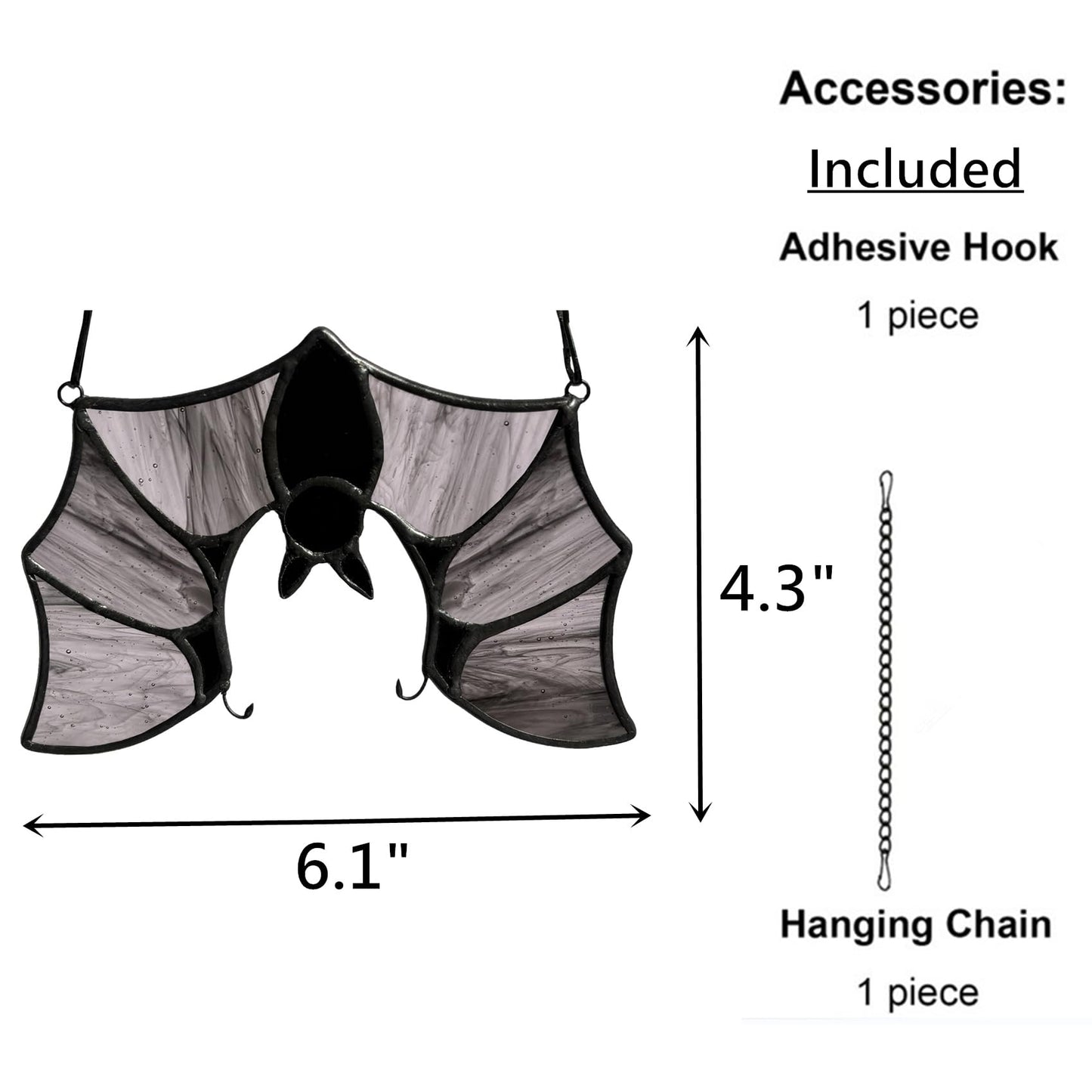 Lcensp Stained Glass Bat Decor Window Hangings Ornament, Gothic Bat Suncatcher Halloween Decorations Gifts, Handmade Occult Sun Catchers Indoor Window Home Decor