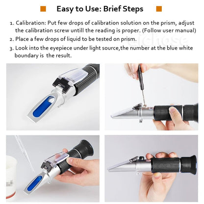 Honey Refractometer for Moisture, Brix and Baume, 3-in-1 Uses, 58-90% Brix Scale Range, Ideal for Honey, Maple Syrup, and Molasses, Bee Keeping Supplies