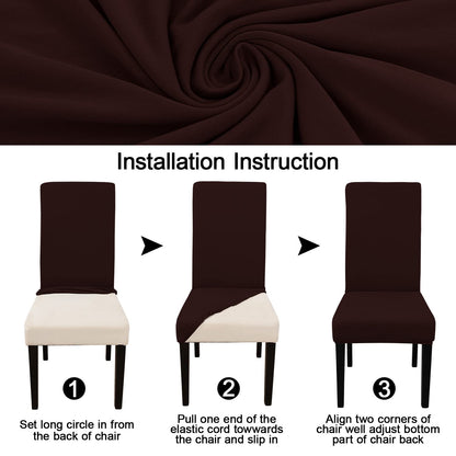 Keyroal Dining Room Chair Covers Set of 4, Stretch Solid Color Parsons Chair Slipcovers Spandex Removable Washable Kitchen Chair Protector Cover for Dining Room, Hotel, Ceremony(Coffee)