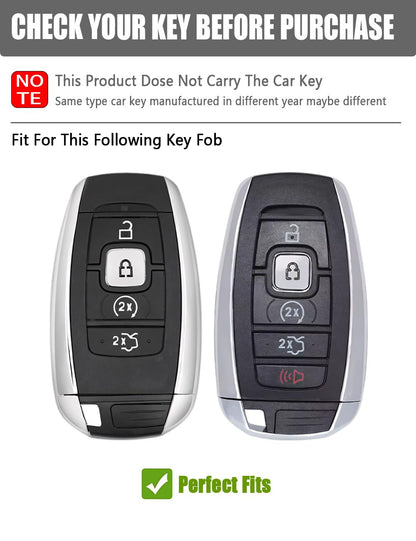 YINEOR Key Fob Cover Leather Car Key Case Keychain Fob Holder Compatible with Lincoln Continental MKC MKX MKZ Navigator Nautilus Corsair Aviator 2017-2026 (Black)