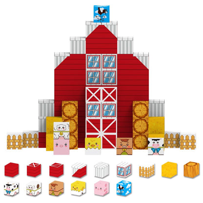 Allenjoy 80PCS Fall Autumn Farm Theme Magnetic Blocks STEM Educational Magnet Building Set for Kids Ages 3+ Creative Birthday