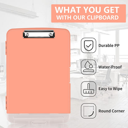 SFLHHDM Plastic Clipboard with Storage, High Capacity Clip Boards 8.5x11 with Storage, Heavy Duty Nursing Clipboards Folder, Clipboard Cute, Letter A4 Size Clipboards with Storage for Teachers, Nurse