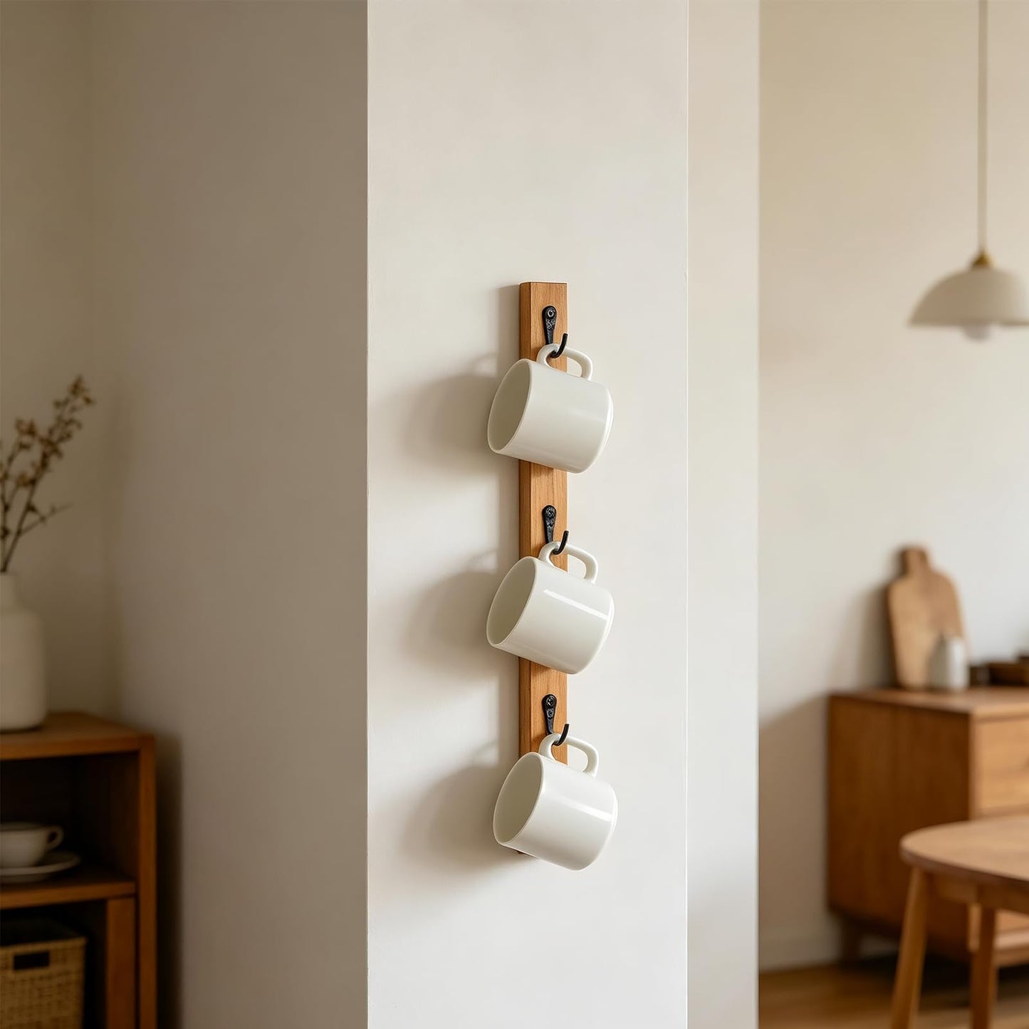Yohsnor Coffee Cup Rack Wall Mounted – Stylish Mugs and Cups Holder for Space Saving Home, Kitchen, Office Décor – Ideal Mug Display Rack – Hanger Shelf Organizer for Small Spaces