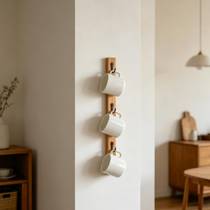 Yohsnor Coffee Cup Rack Wall Mounted – Stylish Mugs and Cups Holder for Space Saving Home, Kitchen, Office Décor – Ideal Mug Display Rack – Hanger Shelf Organizer for Small Spaces