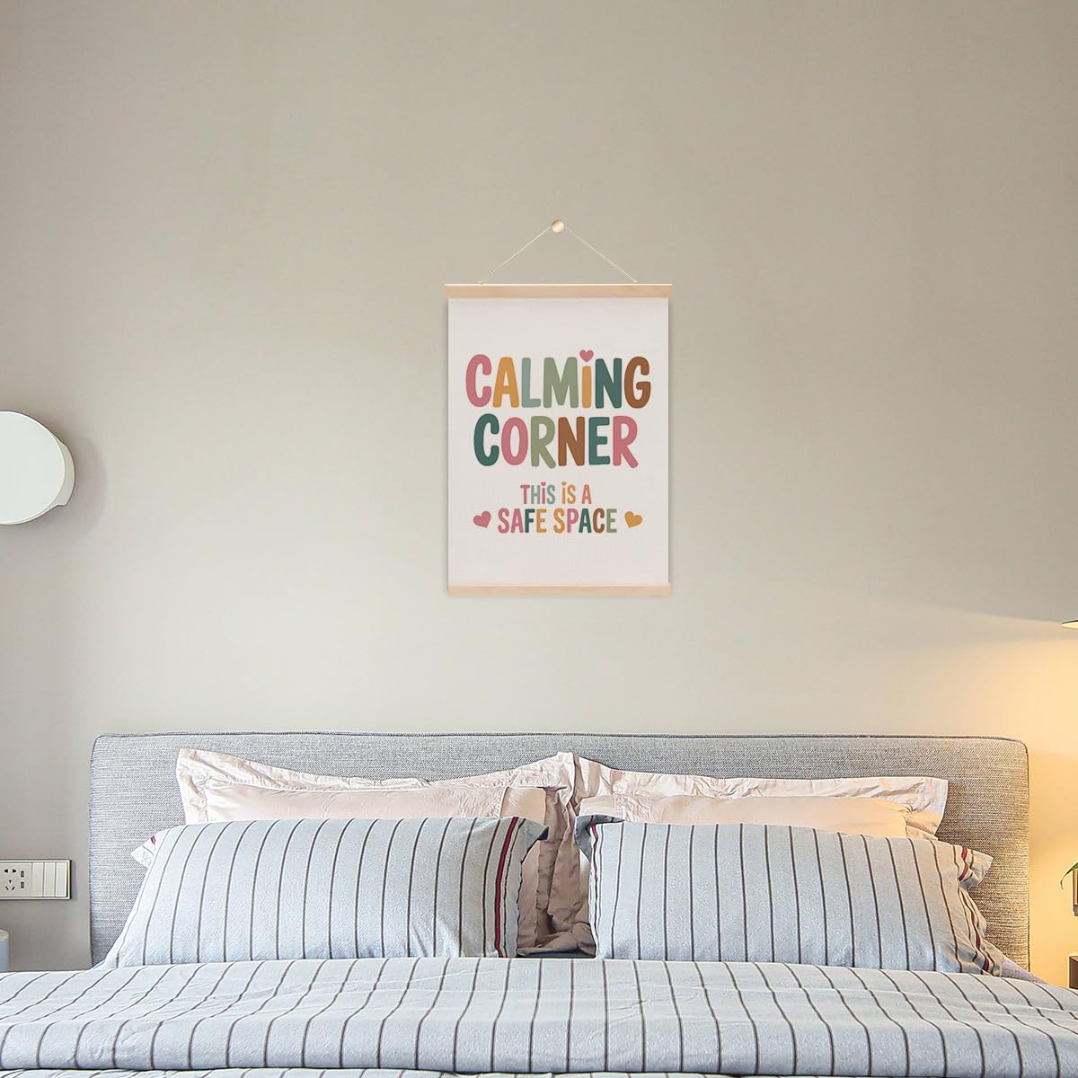 Calming Corner This Is a Safe Space Wall Art Poster Hanger,Boho Classroom Decor for Nursery Toddler Office Calming Corner Sign-Mental Health Gifts for Homeschool Classroom Decor 15.8x11.8 Inch
