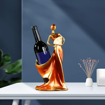 Artpaul Wine Bottle Holder Beauty Lady Statue Wine Bottle Stand Lady Wine Rack Decoration Wine Cork Holder Decor Wine Decor for Kitchen Bar (Red)