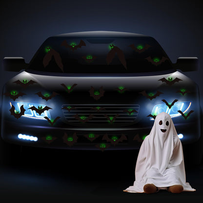 Kanayu 32 Pcs Halloween Garage Door Decorations Magnets Glow in the Dark Black Bats Spider Garage Door Magnets Luminous Magnetic Stickers Halloween Decorations for Home Car Refrigerator(Large Bat)