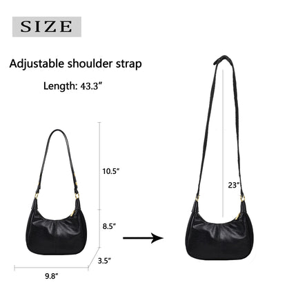 JYG Small Hobo Bags for Women Retro Crescent Black Shoulder Purse Fall Soft Crossbody Handbag 2026