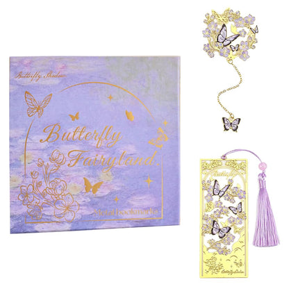 icceemee 2pcs Bookmark Butterfly Flower Theme Pretty Book Marks Set with Bookmarks for Women, Cute Book Markers for Writers, Kids, Teens, Men Readers, Reading Accessories Gifts for Book Lovers