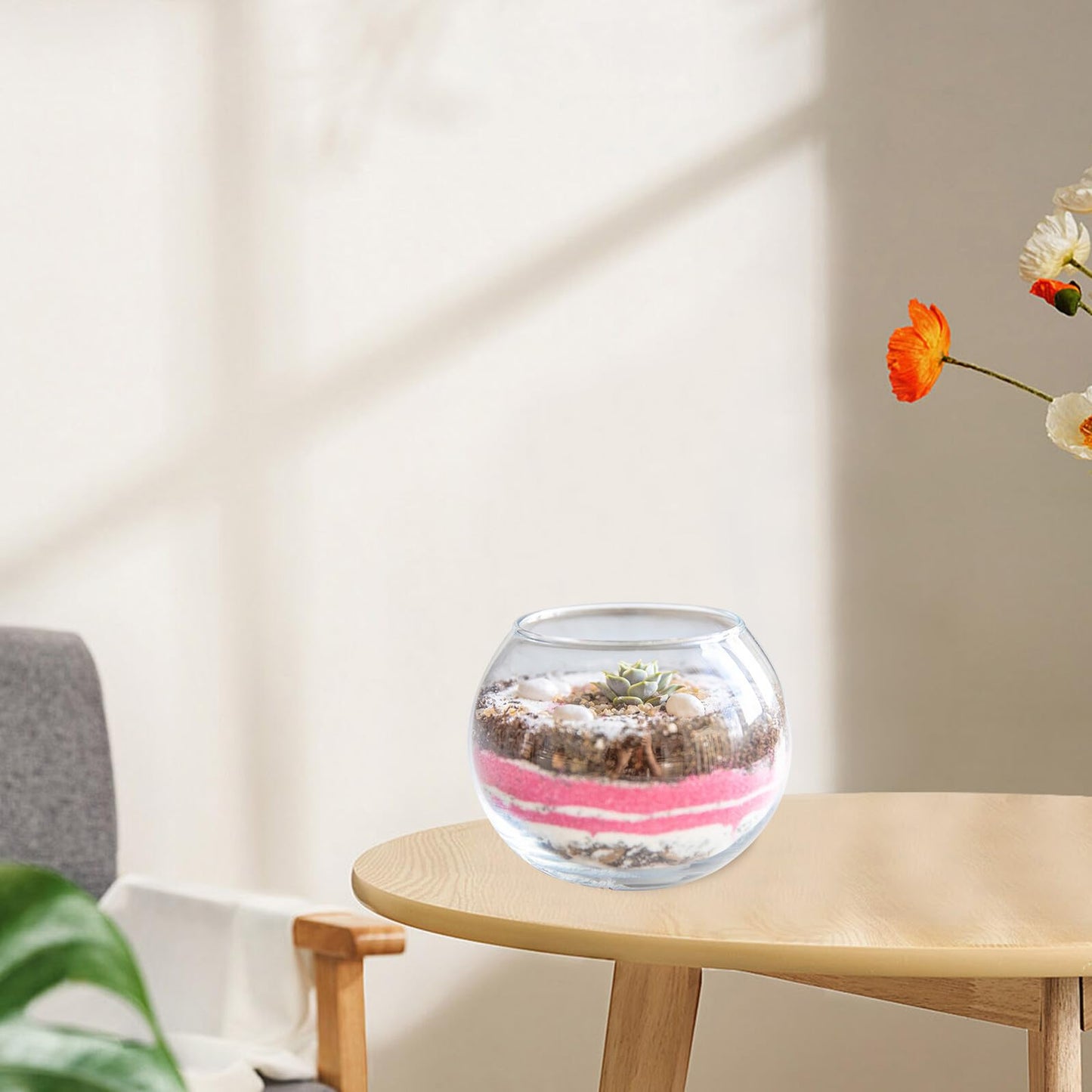 BETOOKY 15cm Glass Bubble Bowl Vase Hydroponic Plant Pot Round Glass Fishbowl Terrarium Container for Home Decoration and Wedding Centerpiece