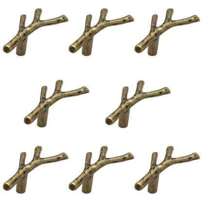 Geenite 8 Pack Twig Knobs Tree Branch Handles Drawer Knobs Fashion Zinc Alloy Pulls Furniture Dresser Pull Handles Door Knobs for Cabinets (Antique Bronze)