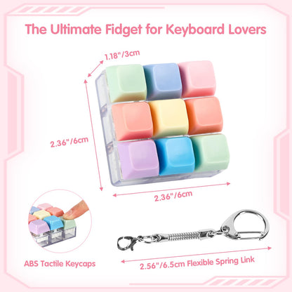 yisncka 8 Pcs Keyboard Fidget Keychain Keycap Stress Relief Fidget Keyboard Clicker for Office Gifts Adults ( 9 keys )