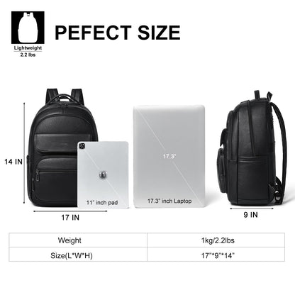 Leresas 37L Backpack Purse for Women Mens Work Travel Teacher Back Pack Laptop Business Vegan Leather Backpack Fashion College Computer Bag Black
