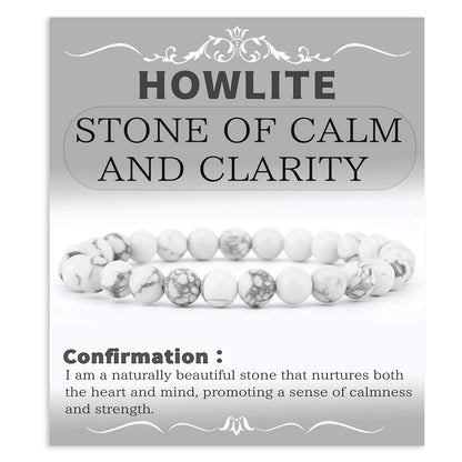 Bymitel 6mm Howlite - Handmade Reiki Gemstone Stretch Bracelet, Natural Beauty & Spiritual Essence, Crystal Healing for Unisex Adults