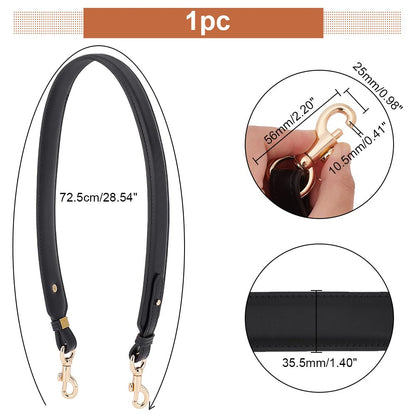 PH PandaHall Crossbody Bag Straps, 28.5 Inch Short Bag Strap Purse Strap 1.4 Inch Wide PU Leather Replacement Shoulder Strap with Golden Metal Clasps for Women DIY Underarm Bag Handbag, Black