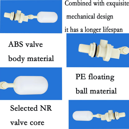 1/2 Inch Float Valve, Automatic Water Level Control Valve with Adjustable Arm, Corrosion Resistant PVC for Livestock Trough, Pet Fountain, Water Tank, Pond, Aquaponics【3-Pack】