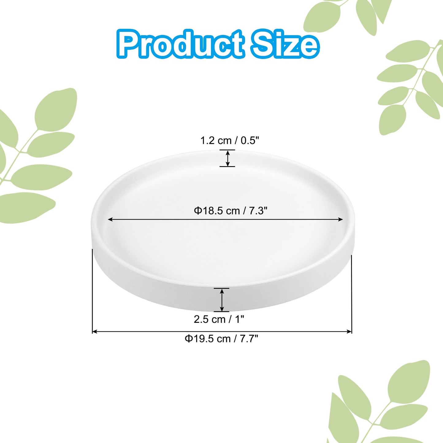 PATIKIL 7.7 Inch Round Ceramic Plant Saucer, Plant Saucer Tray Flower Planter Drip Tray for Indoors Outdoors Patio Balcony, White
