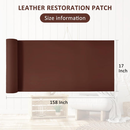 AOOTOOLINK Leather Repair Patch 17X158 Inch Self Adhesive Leather Repair, Large Leather Repair Tape for Couches, Furniture, Car Seats, Cabinets, Sofa, Handbags (Dark Brown, 17X158 Inch)