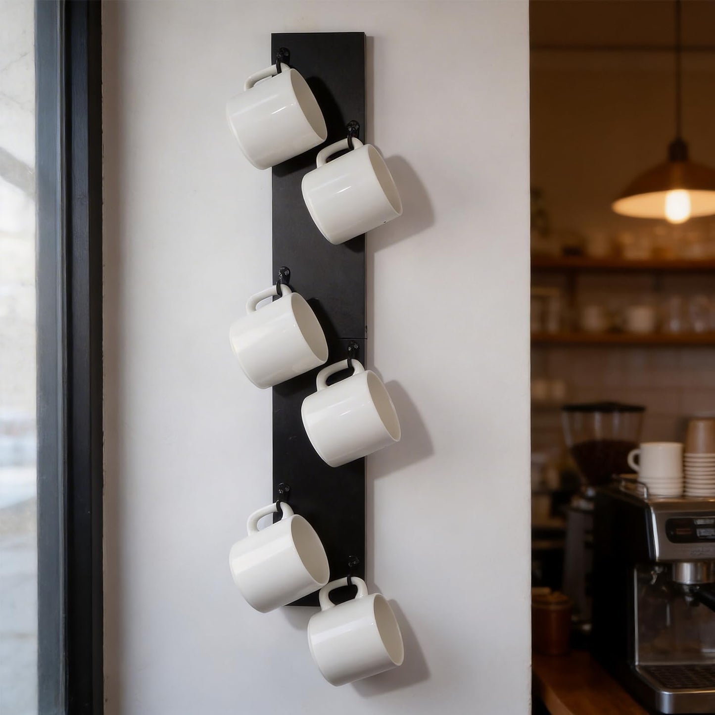 Yohsnor Coffee Mug Hanger Wall Mount - Stylish and Durable Storage Rack for Hanging Coffee Cups, Space-Saving Vertical Design, Fits Most Mugs and Travel Cups, Perfect for Kitchen and Office Use