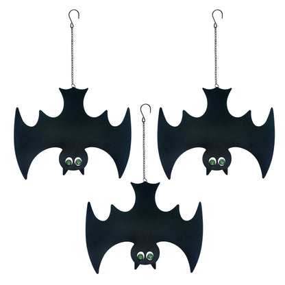 Outdoor Metal Bats, Halloween Decoration, Glow-in-The-Dark Hanging Bats, Silhouette Pendant Outdoors, Halloween Decorative Animals, Set of 3