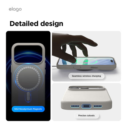 elago Magnetic Leather Case Compatible with iPhone 17 Pro Case, All MagSafe Accessories, 6.3 inch - Built-in Magnets, Durable Vegan Leather, Shockproof, Water-Resistant [Light Grey]