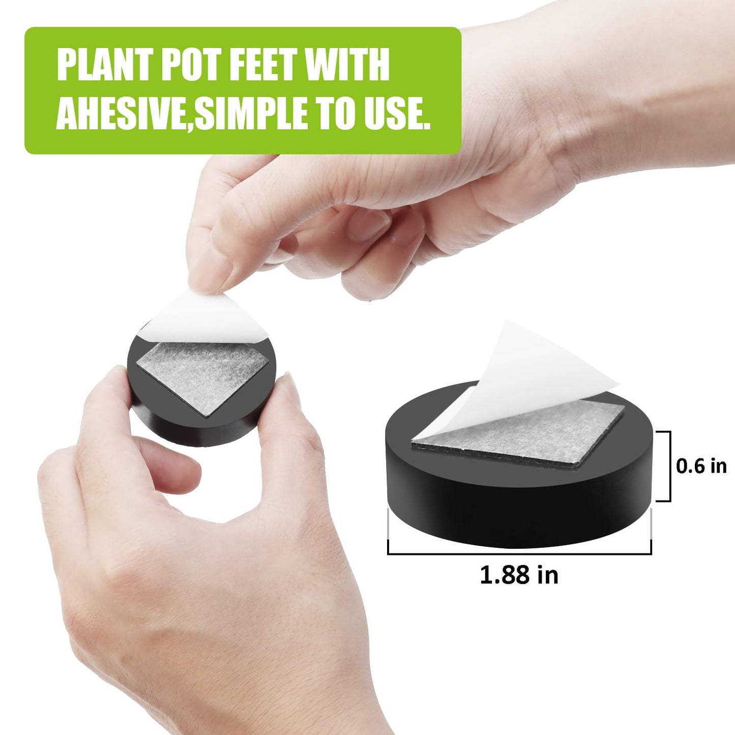 YUFDA 24 Pack Invisible Pot Feet with Enhanced Non-Slip Surface Grip Plant Pots and Flowers, Solid Rubber Pots Risers, Pot Lifters for Indoor or Outdoor Planters