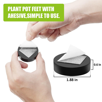 YUFDA 24 Pack Invisible Pot Feet with Enhanced Non-Slip Surface Grip Plant Pots and Flowers, Solid Rubber Pots Risers, Pot Lifters for Indoor or Outdoor Planters