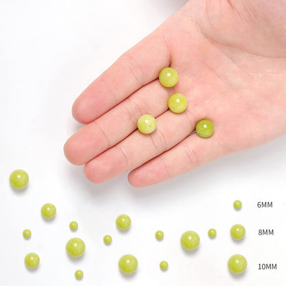 60pcs 6mm Peridot Loose Beads for Jewelry Making, Natural Semi Precious Beads Round Smooth Gemstone Spacer Beads Charms for Necklaces Bracelets