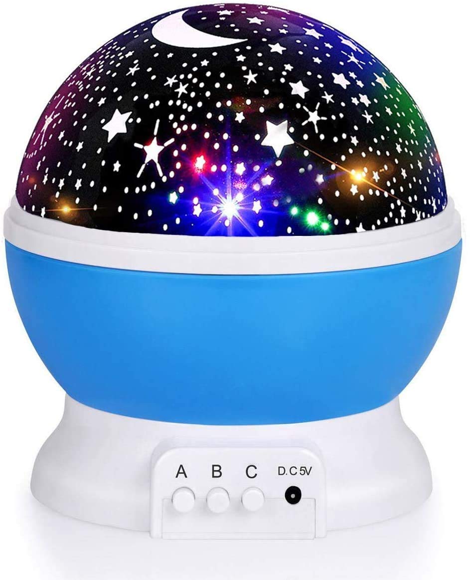 RICTLY Night Light for Kids, Nebula Star Projector Kids Night Light 360 Degree Rotation - 4 LED Bulbs 12 Light Color Changing with USB Cable, Romantic Gifts for Men Women Children