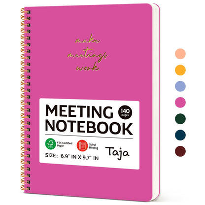 Meeting Notebook for Work Organization - Work notebook with action items, Meeting Minutes Planner Notebook, Perfect Office Supplies for Men & Women - Berry Pink