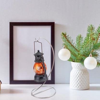 DELORIGIN 6pcs Ornament Display Stand Hanger Holder Glass Globe Iron Wire Stand Hanging Hook Rack for Christmas Lanterns Hanging Air Plant Terrarium Witch Ball Decor DIY Art Craft Display(Silver)