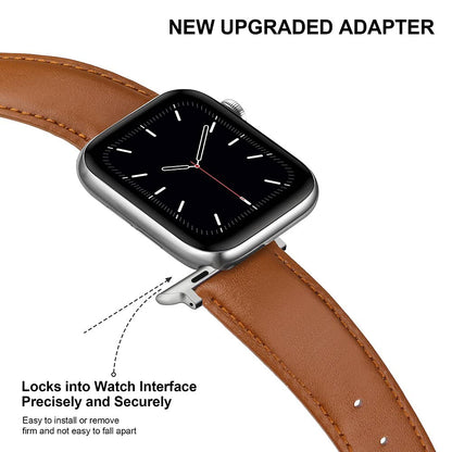 Leather Bands Compatible with Apple Watch Band 38mm 40mm 42mm 44mm for Men Women, Top Grain Genuine Leather Replacement Strap for iWatch Ultra2 Ultra SE2 SE Series 10 9 8 7 6 5 4 3 2 1(Brown, 38mm/40mm)